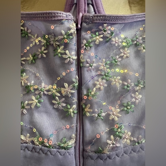 SHEIN Strapless Sweetheart Corset Floral Ruched Mini Dress in Purple. Size XS - Picture 10 of 16